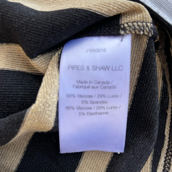 Veronica Beard Jeans Black & Metallic Gold Striped Turtleneck Size Medium - Picture 6 of 6